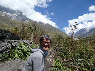 Shoba's smile could not be bigger for having reached the destination of the Valley of Flowers, Himalayan India