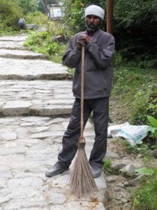 Track sweeper on the way to Gangaria base camp, Valley of Flowers, Himalayan India