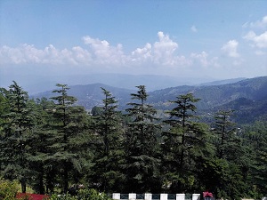 From the balcony of our hotel towards the High Himalayas under the cloud, Kausani Himalayan India