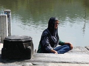 Meditation time by the river at Baijnath, Himalayan India