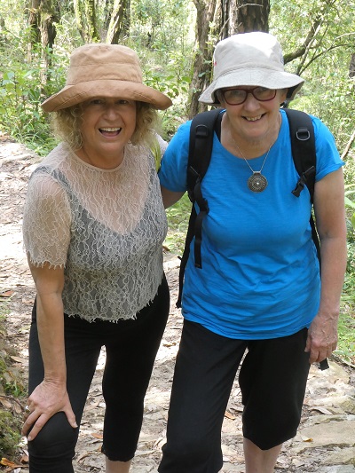 Phyllis and Shona helping each other on the walk to Babaji's cave