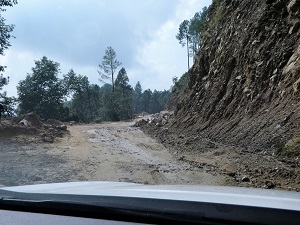 Unexpected roadworks near Gwaldam, Himalayan India