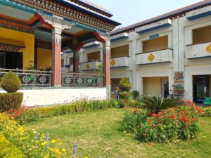 The gardens at KIBI on the corner of the meditation gompa