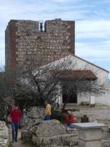 Manfred on the top of the tower at the Castillo de Monfragüe