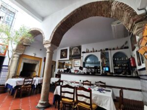 The bar and tables within the lovely Tabula Calda Restaurant, Mérida