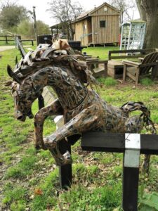 A piece of metal art at the riding stables Norfolk