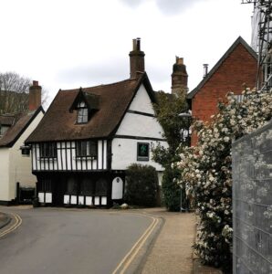 A thatched roof 'house' in a small town