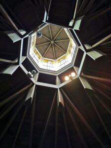 The steeple from inside the Guild of All Souls Chapel