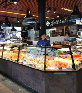 Inside the fish market on the harbour of Bergen