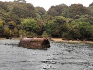 A rusted remnant from the Norwegian Whaling station