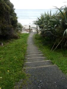 A wooden staircase to the beach near Lee's Bay