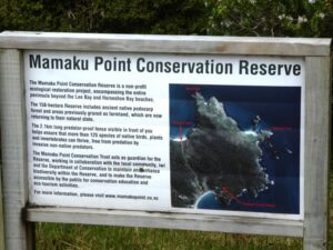 The Mamaku Point Conservation Area sign