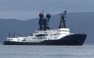 The super yacht in Paterson Inlet