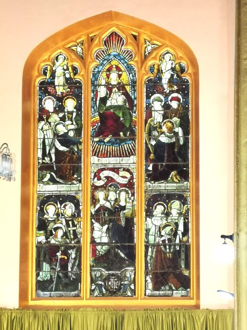 A stained glass window in the Christ Church Shimla
