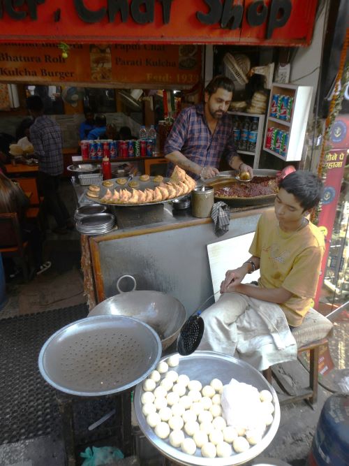 A view into one of the street food shops