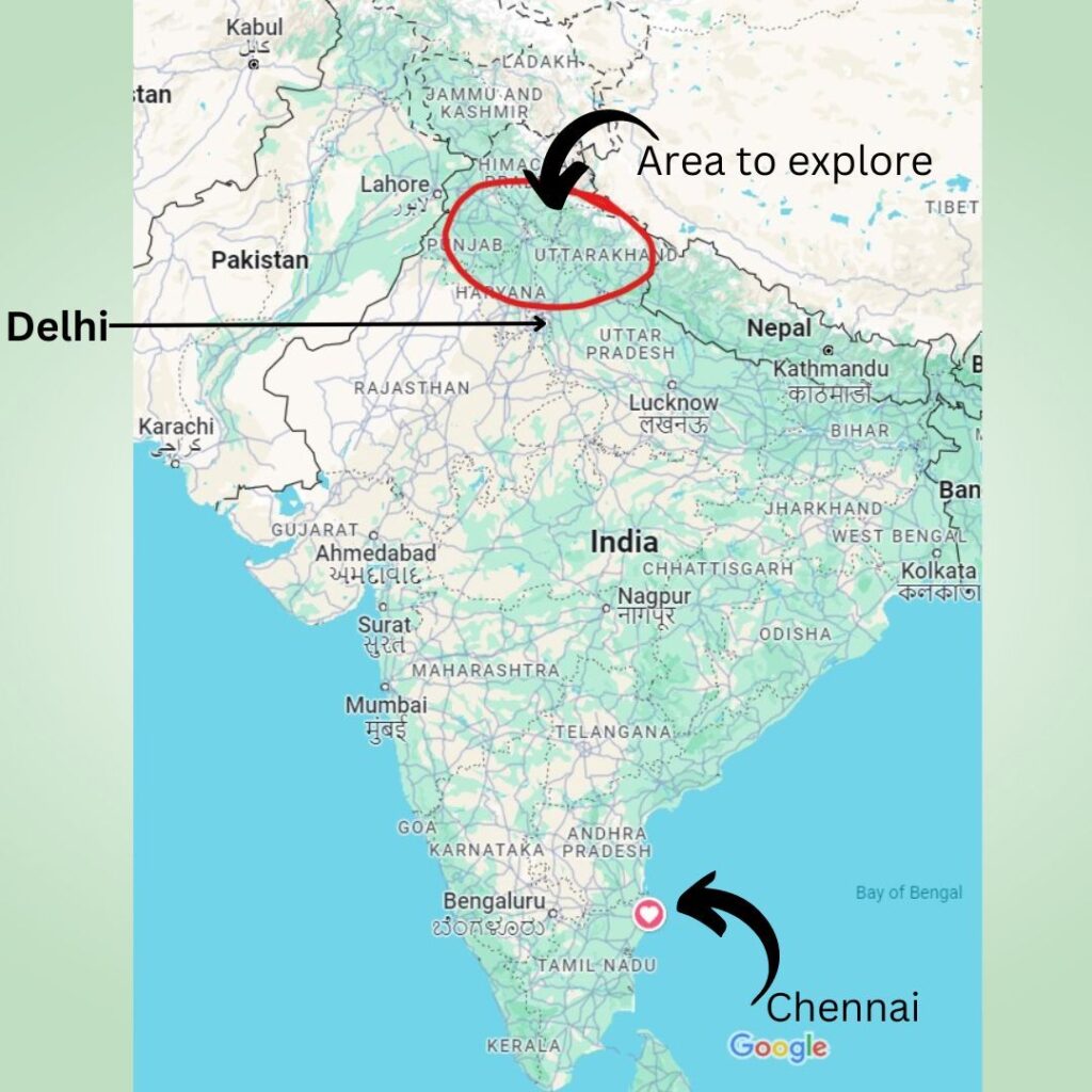 India and the area we explored