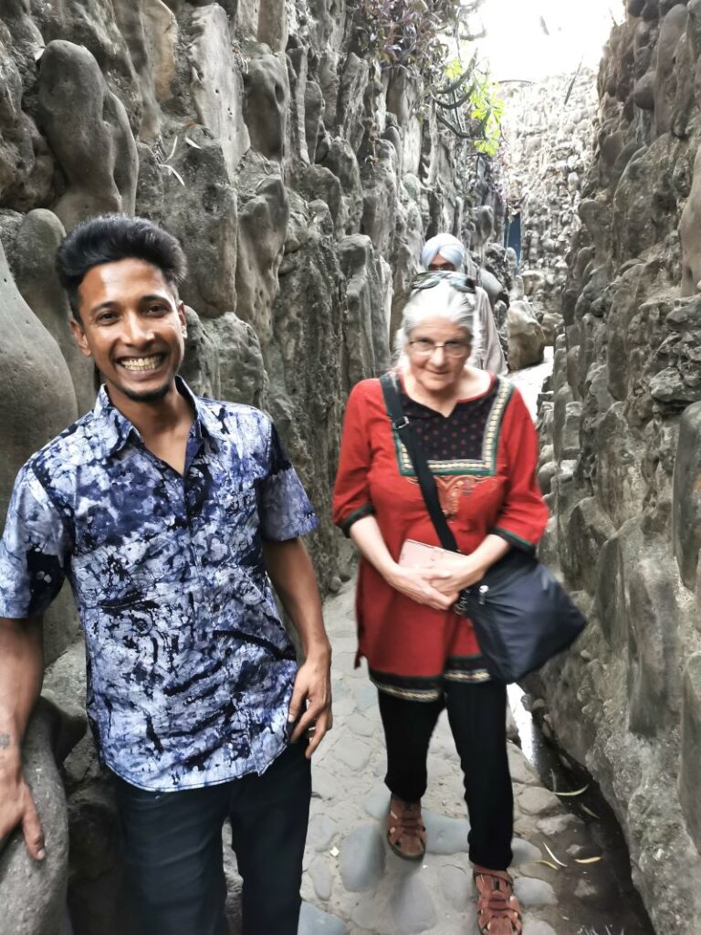 Kartik and Alice in one of the maze of lanes in the Rock Garden Chandigarh