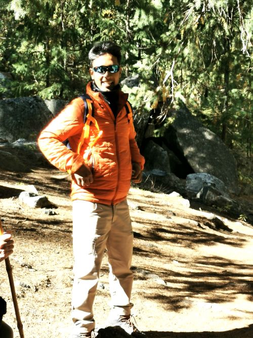 Kartik leading us to the Pandava Gufa