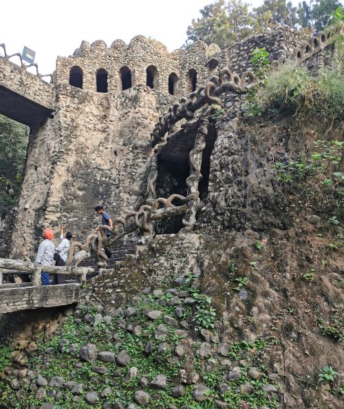 One of the rock towers in the Rock Garden Chandigarh