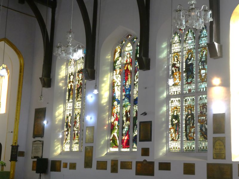 Stained glass windows in Christ Church Shimla