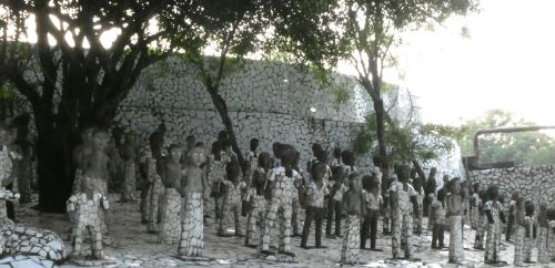 Walls of mosaic sculptures at the Rock Garden Chandigarh