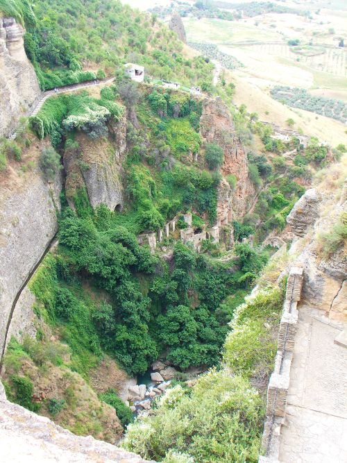 The valley floor below the Puente Nuevo Bridge, Ronda