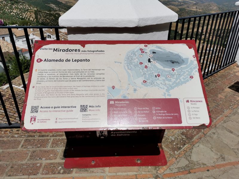 A signboard in Mirador de la Alameda de Lepanto Zahara de la Sierra