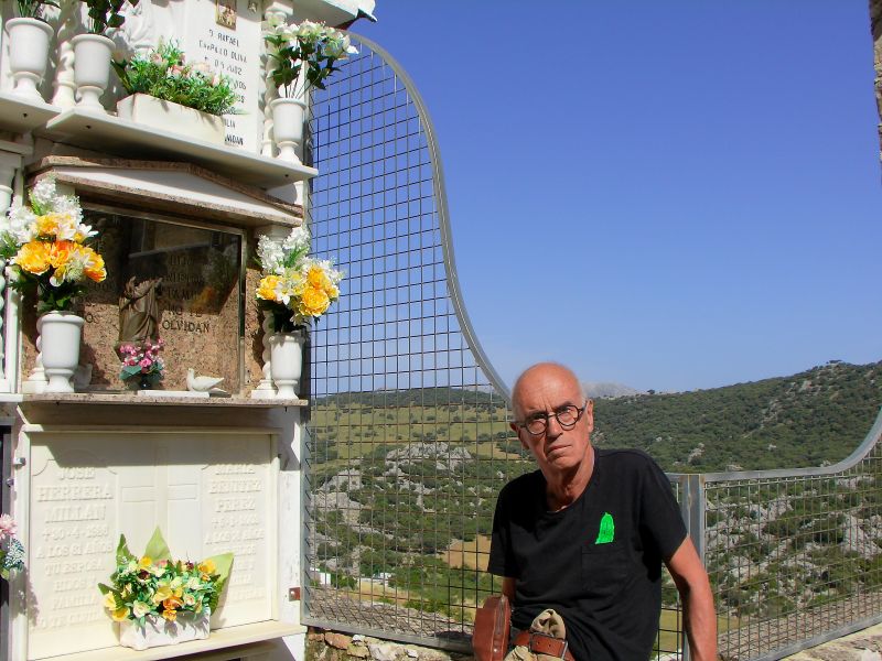 Manfred in the cemetery at Iglesia del Salvador' (El Salvador Church) Villaluenga del Rosario
