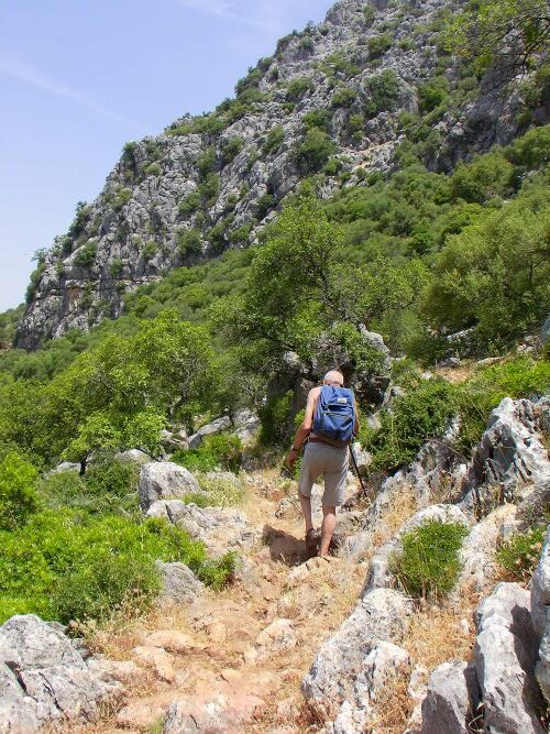Manfred on the track past the end of the 'Sendero Ojo del Moro' track