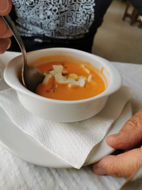 Manfred's gazpacho at a roadside restaurant on the way to Mairena del Alcor near Seville