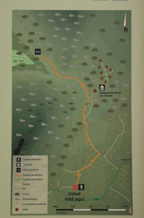The Ojo del Moro track on the information board