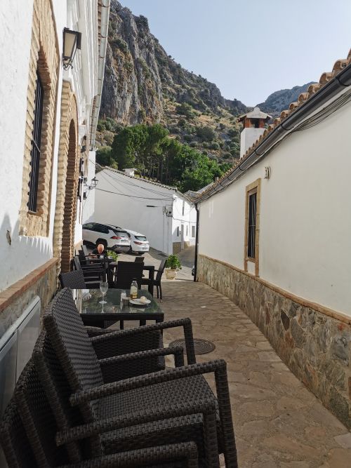 The narrow alleyway at the local hotel, La Posada, in Villaluenga del Rosario