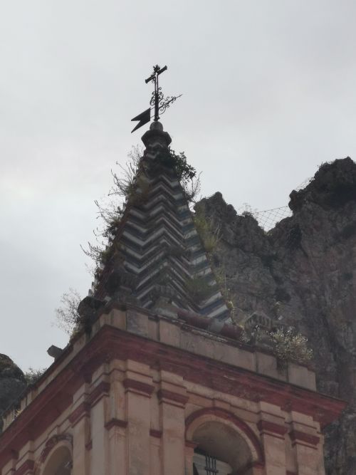 The steeple of The Iglesia de Santa Maria de la Mesa (Church of St Mary) Zahara de la Sierra