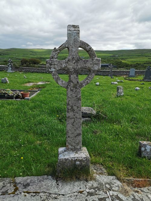 A Gaelic Irish cross in the cemetery in The Burren