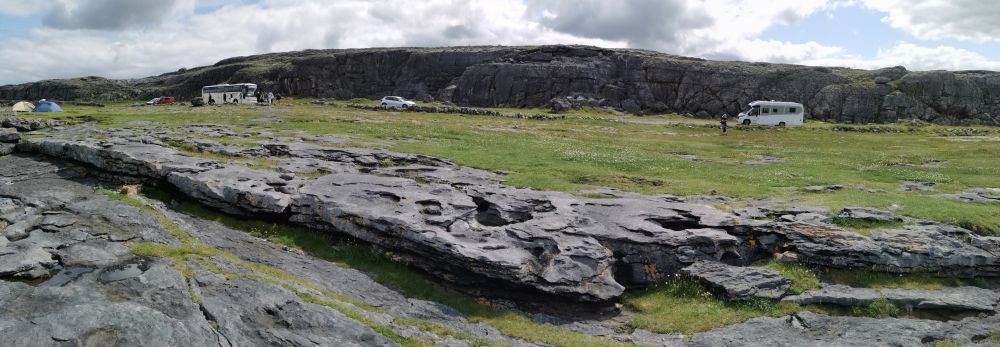 Campers and visitors on the cliffs in The Burren