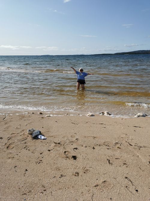 Dionee checking out the water at Mannin Bay Blueway