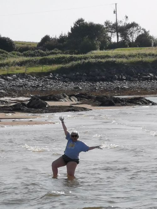 Dionee loving being in the water at Mannin Bay Blueway