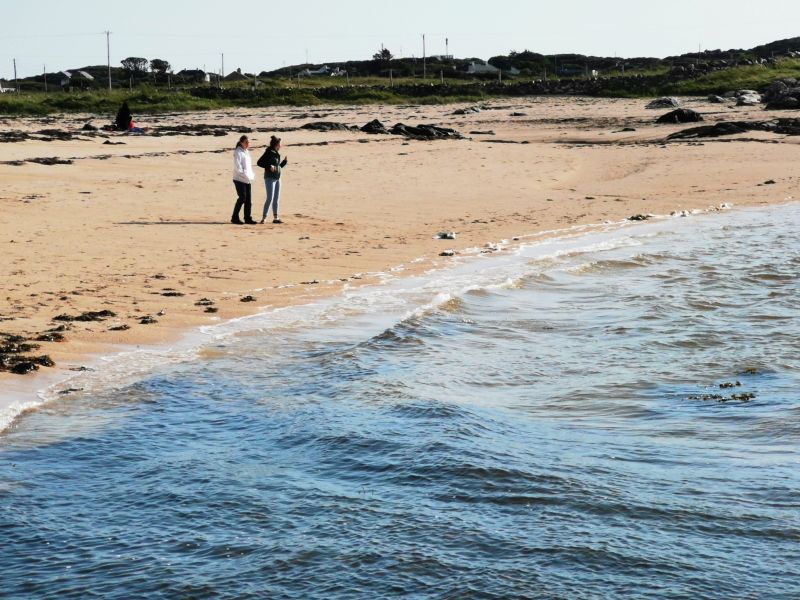 Fran and Mil on the golden sands of Mannin Bay Blueway beach