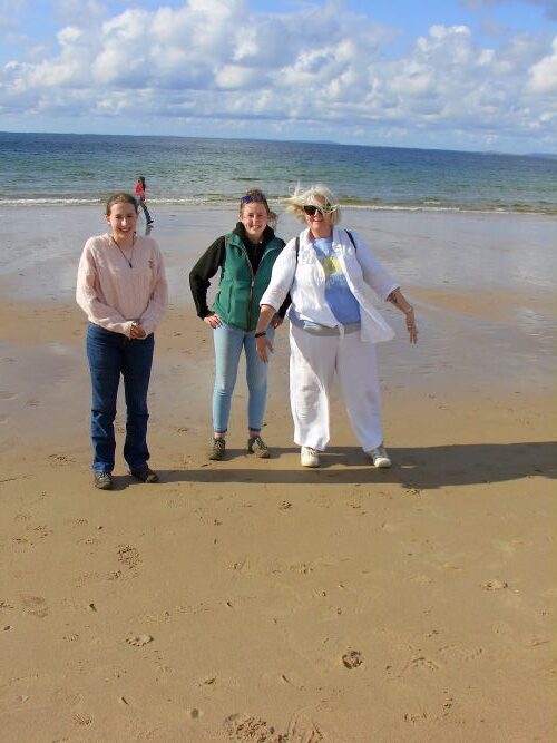 Holding on in the wind at Dugort, Achill Island
