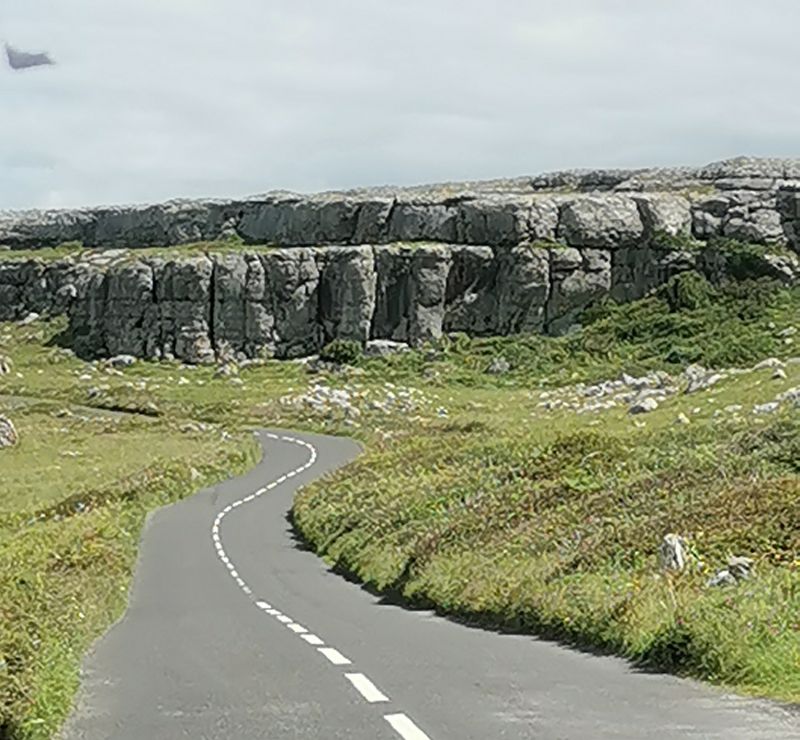 Narrow roads and rock terraces in 'The Burren'