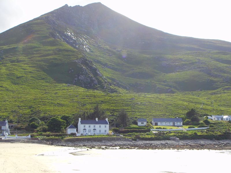 Slievemore in the fading sun and Dugort beach
