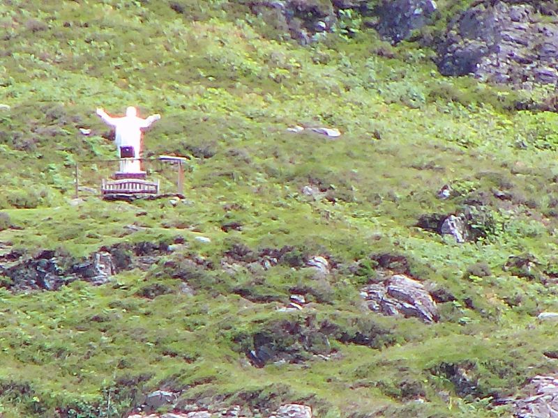 The Sacred Heart statue high in the hills above Kylemore Abbey