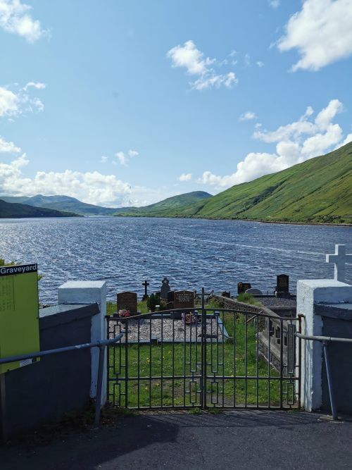 The cemetery gates at the head of Killary Fjord