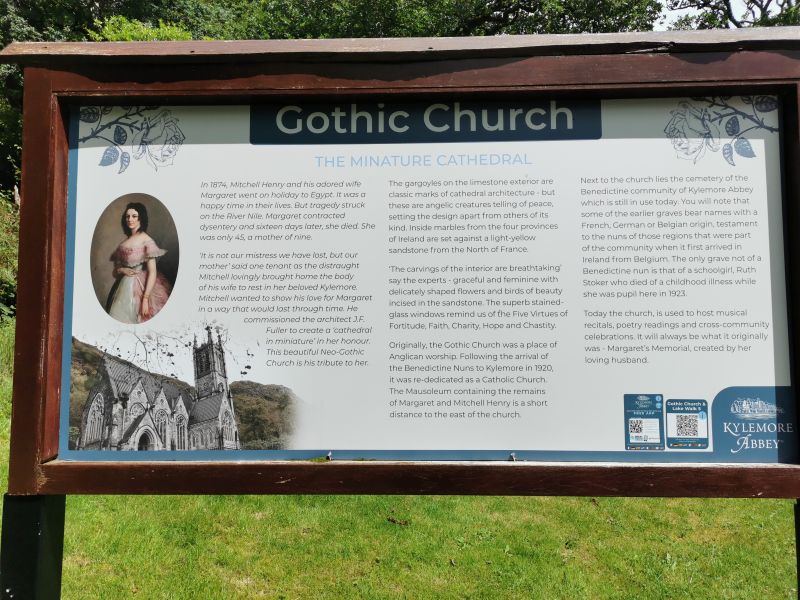The information board at the Gothic Church Kylemore Abbey