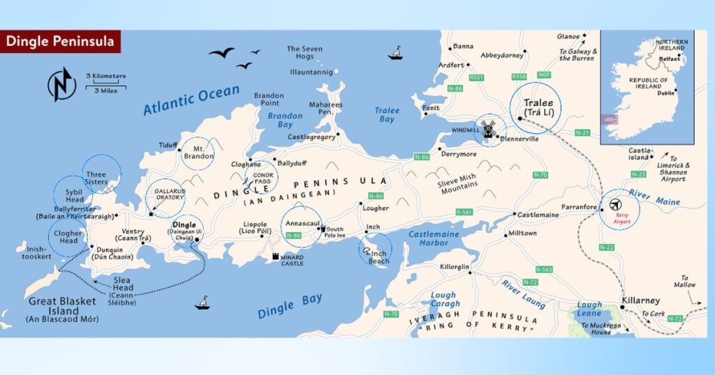 Places of interest on our journey on the Dingle Peninsula